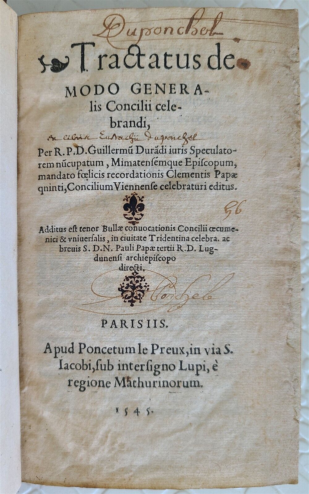 1545 Tractatus de modo generalis Concilii celebrandi antique RARE 16th century