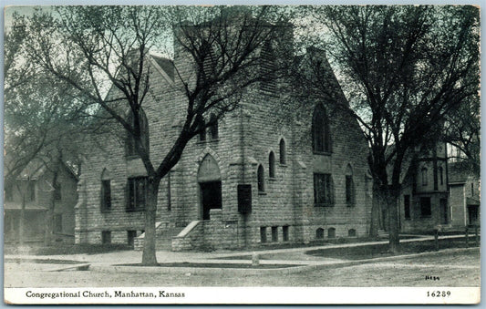 MANHATTAN KS CONGREGATIONAL CHURCH ANTIQUE POSTCARD