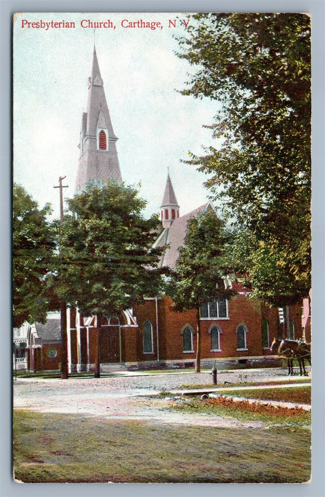 CARTHAGE NY PRESBYTERIAN CHURCH 1909 ANTIQUE POSTCARD