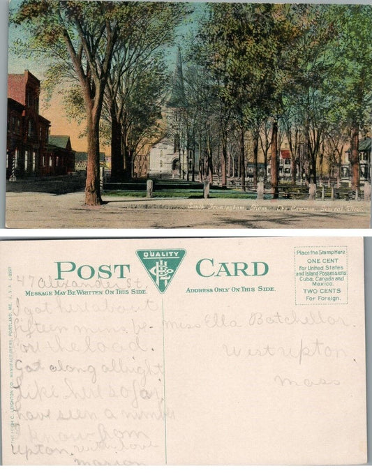 SOUTH FRAMINGHAM MA THE COMMON ANTIQUE POSTCARD
