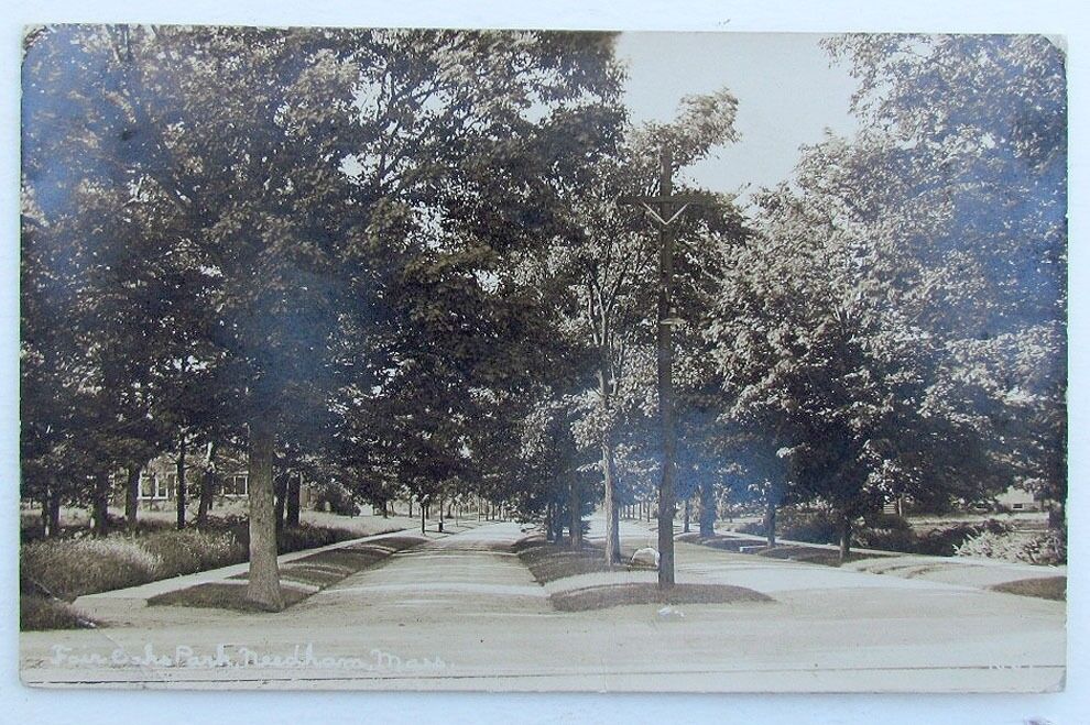 RPPC VINTAGE 1918 REAL PHOTO POSTCARD FAIR OAKS PARK NEEDHAM MASS.