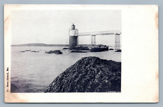RAM ISLAND ME LIGHTHOUSE ANTIQUE POSTCARD
