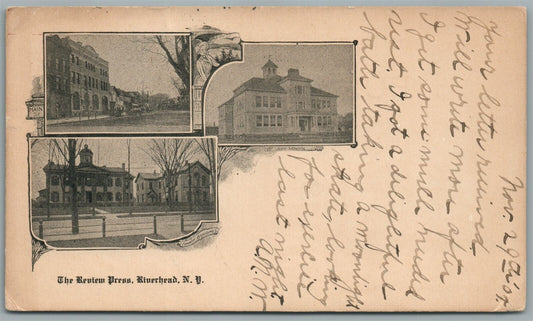 RIVERHEAD NY REVIEW PRESS ANTIQUE POSTCARD