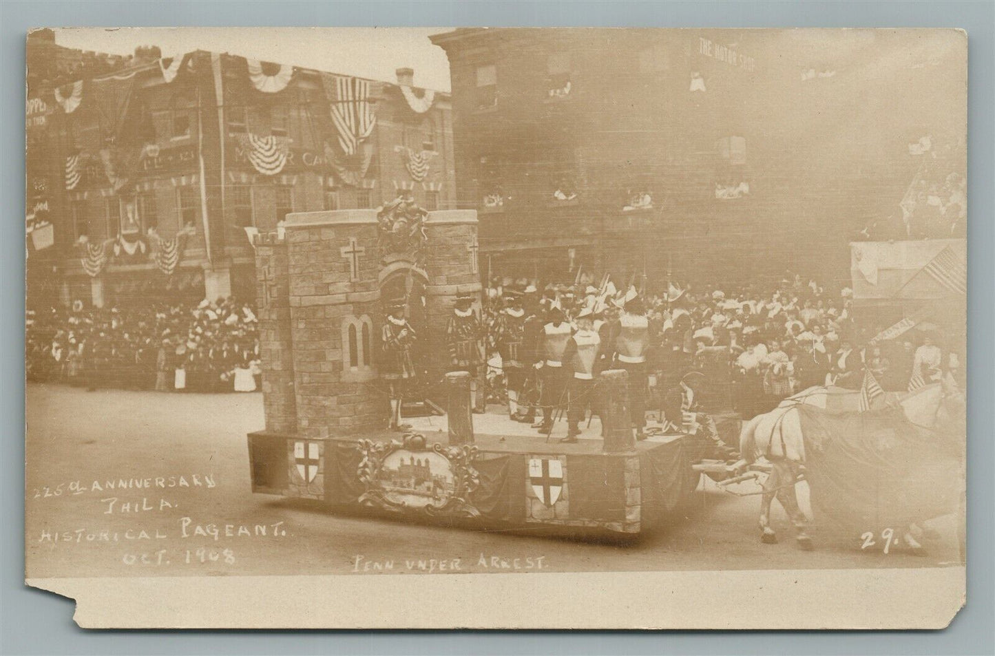 PHILADELPHIA PA FOUNDERS WEEK PENN UNDER ARREST RPPC ANTIQUE REAL PHOTO POSTCARD