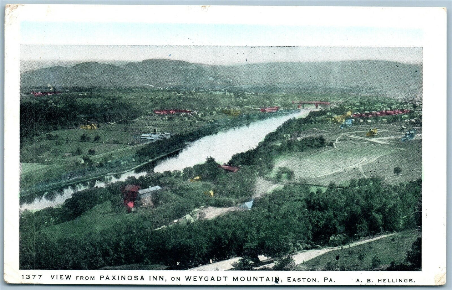 EASTON PA VIEW FROM PAXINOSA INN ANTIQUE POSTCARD