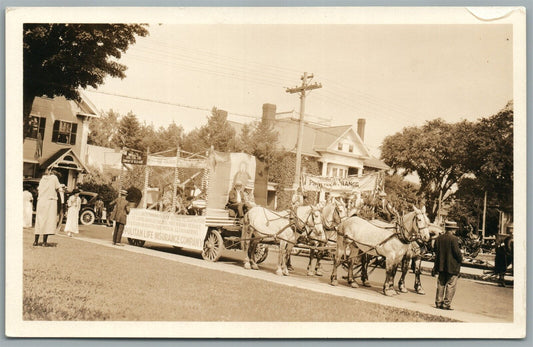 METROPOLITAN LIFE INSURANCE ADVERTISING WAGON ANTIQUE REAL PHOTO POSTCARD RPPC