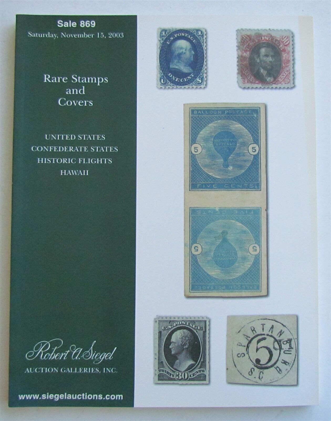 US & CONFEDERATE STATES STAMPS & COVERS 2003 ROBERT SIEGEL AUCTION CATALOG # 869