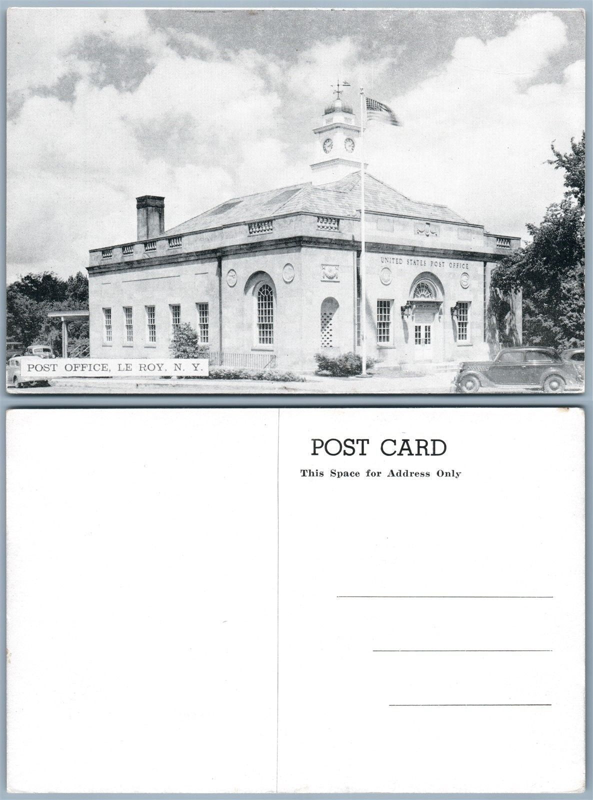 LE ROY N.Y. POST OFFICE VINTAGE POSTCARD