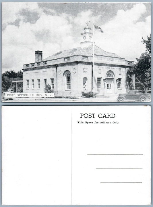 LE ROY N.Y. POST OFFICE VINTAGE POSTCARD