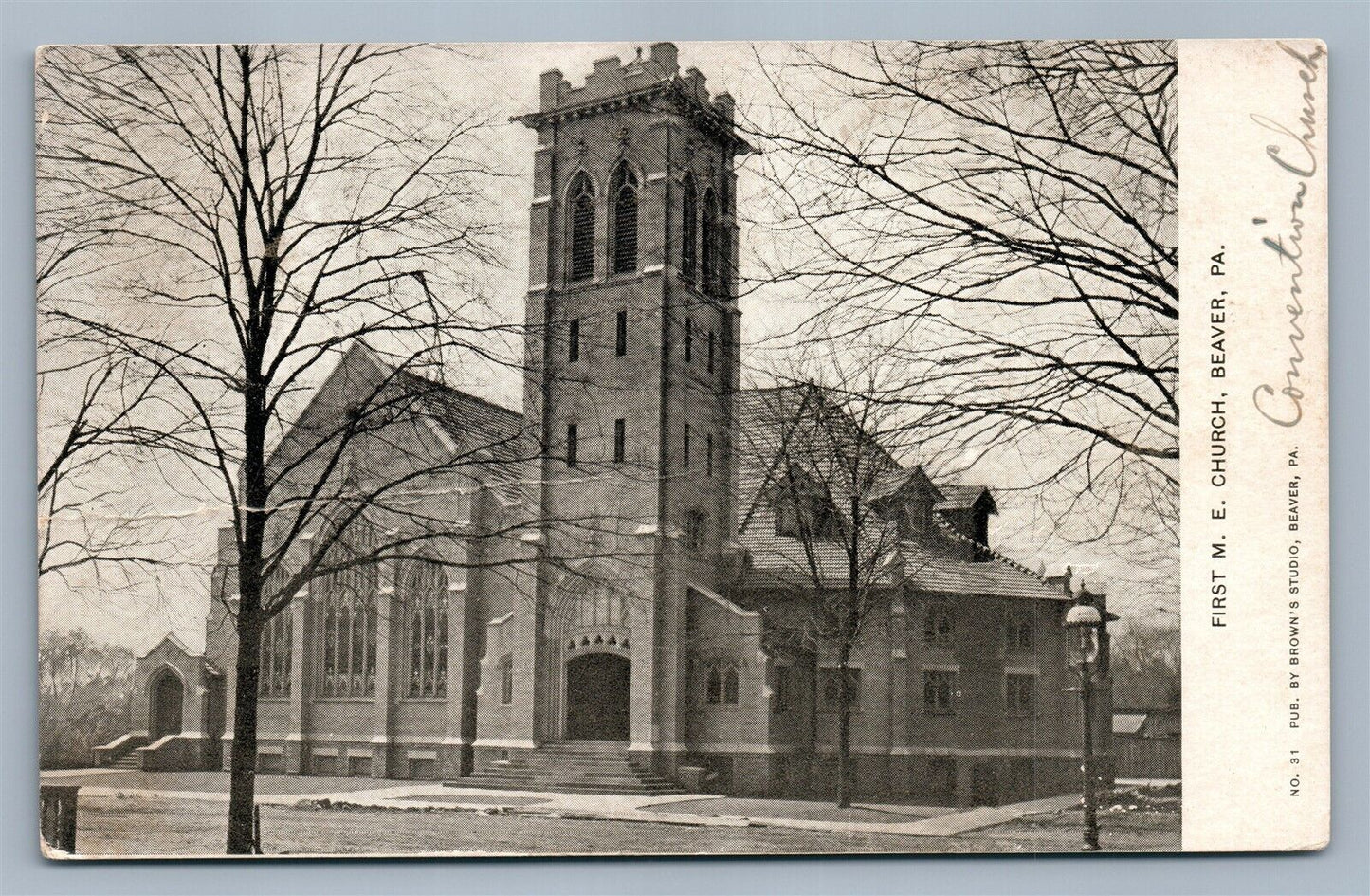 BEAVER PA FIRST M.E. CHURCH ANTIQUE POSTCARD