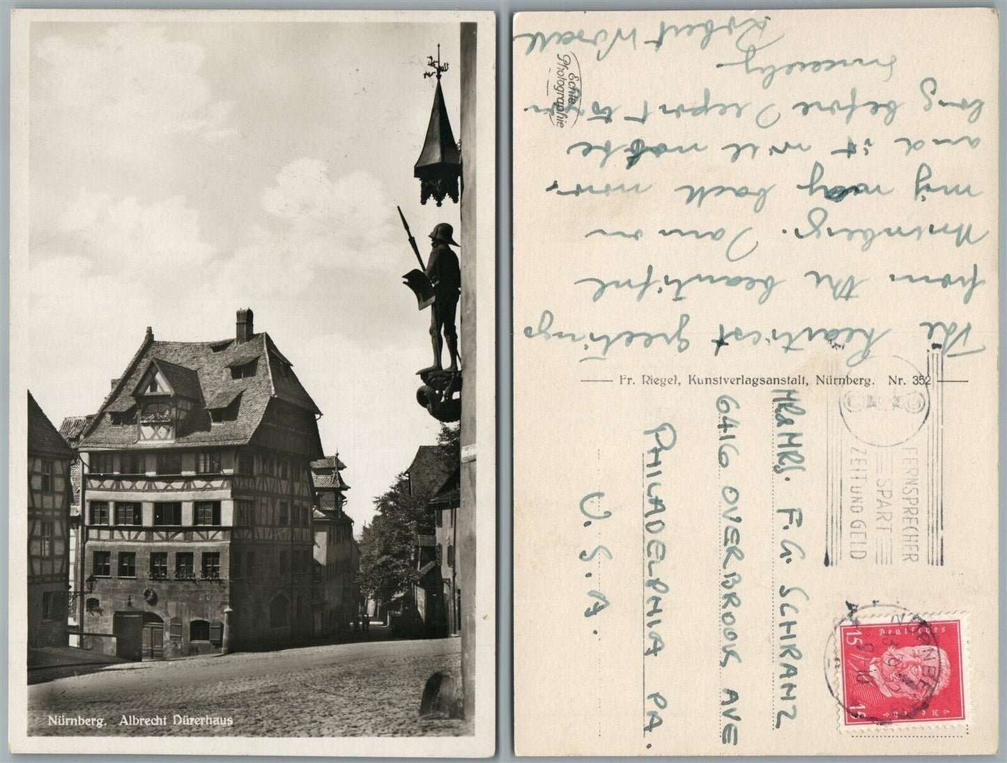 HURNBERG GERMANY ALBRECHT DURER HOUSE VINTAGE REAL PHOTO POSTCARD RPPC