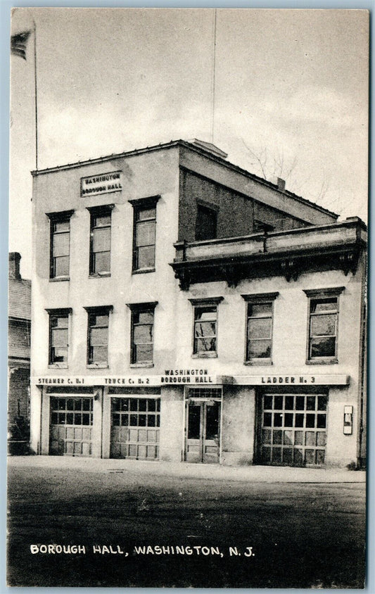WASHINGTON NJ BOROUGH HALL ANTIQUE POSTCARD