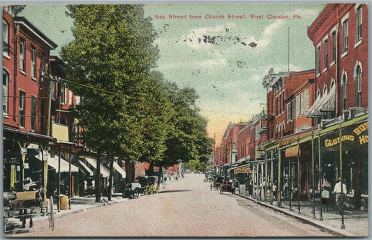 WEST CHESTER PA GAY STREET ANTIQUE POSTCARD