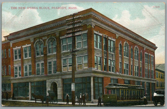 PEABODY MA NEW O'SHEA BLOCK ANTIQUE POSTCARD
