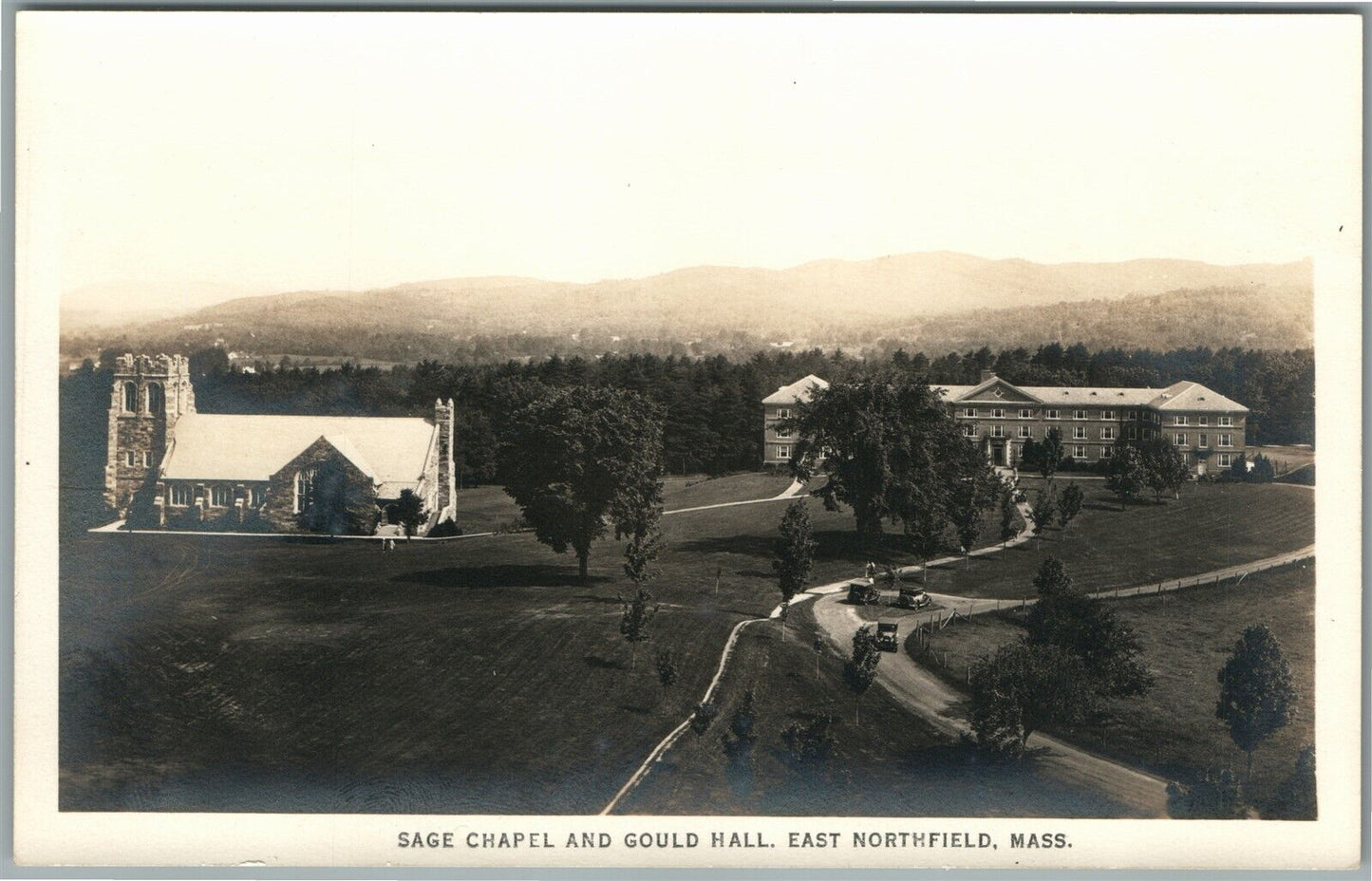 EAST NORTHFIELD MA SAGE CHAPEL ANTIQUE REAL PHOTO POSTCARD RPPC rare