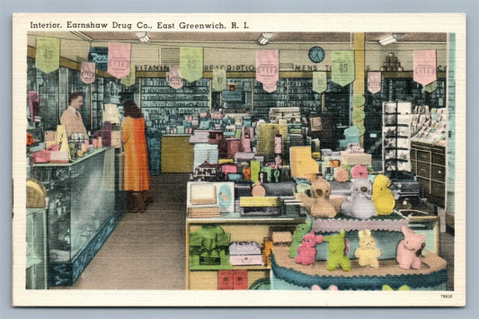 EAST GREENWICH RI EARNSHAW DRUG CO. VINTAGE POSTCARD