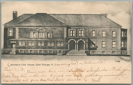EAST ORANGE NJ WOMAN'S CLUB HOUSE ANTIQUE POSTCARD