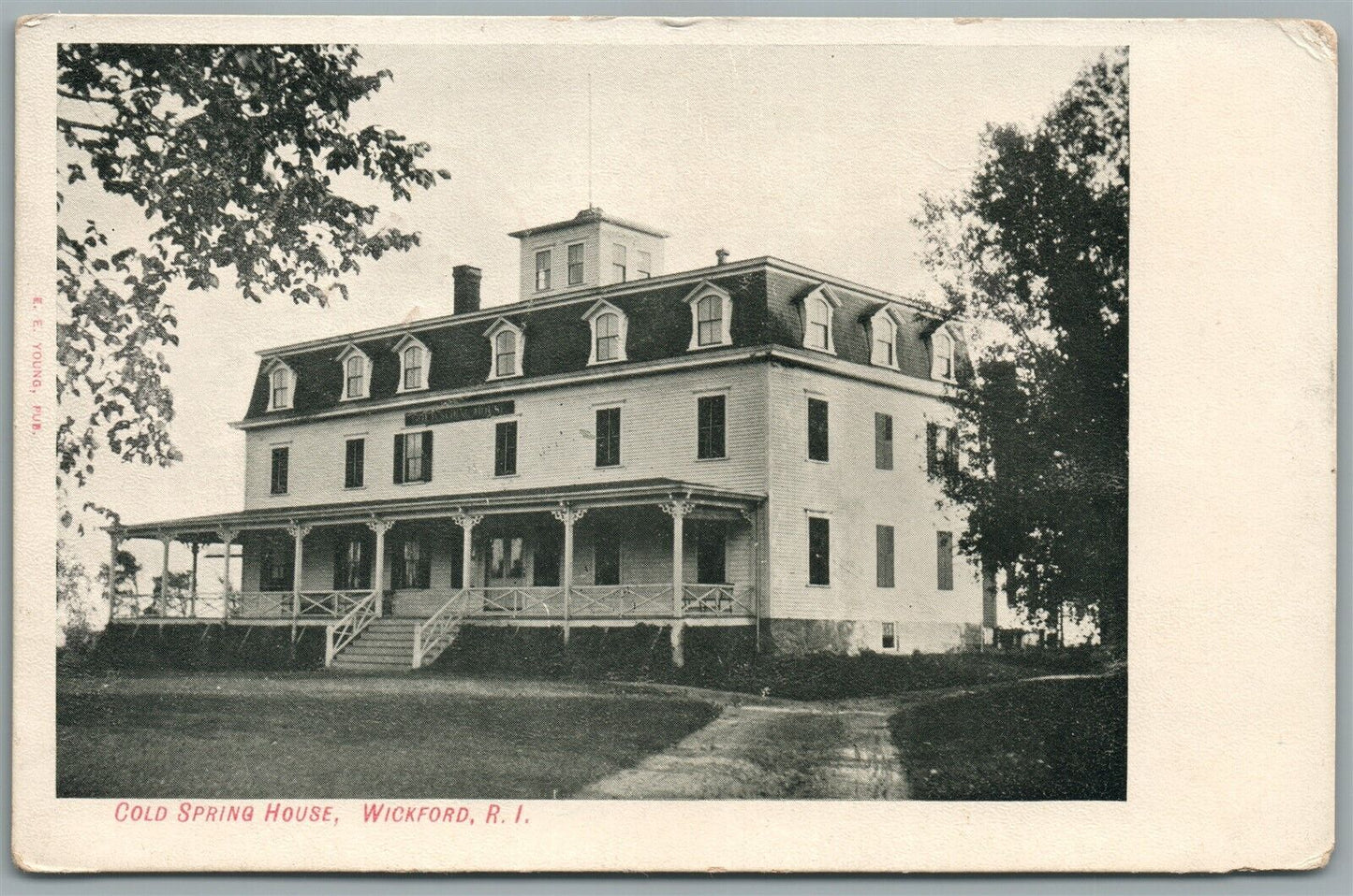 WICKFORD RI COLD SPRING HOUSE ANTIQUE POSTCARD