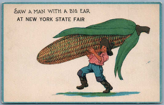 NEW YORK STATE FAIR ADVERTISING ANTIQUE NY POSTCARD EXAGGERATED CORN