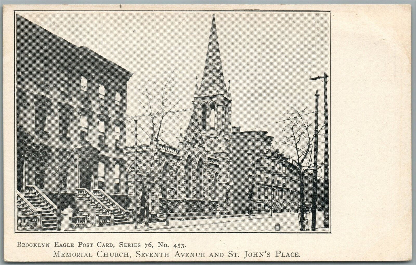 BROOKLYN NY MEMORIAL CHURCH SEVENTH AVENUE & ST. JOHN'S PLACE ANTIQUE POSTCARD