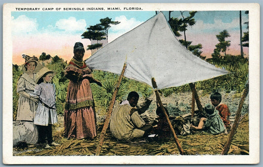 MIAMI FLORIDA TEMPORARY CAMP OF SEMINOLE INDIANS ANTIQUE POSTCARD