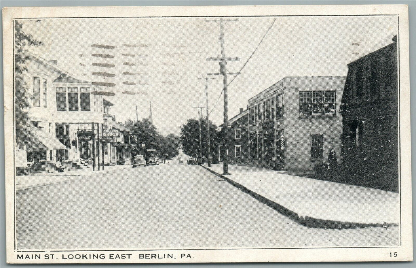 BERLIN PA MAIN STREET ANTIQUE POSTCARD