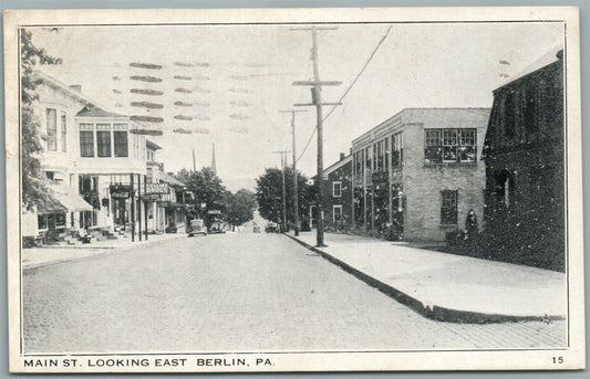 BERLIN PA MAIN STREET ANTIQUE POSTCARD