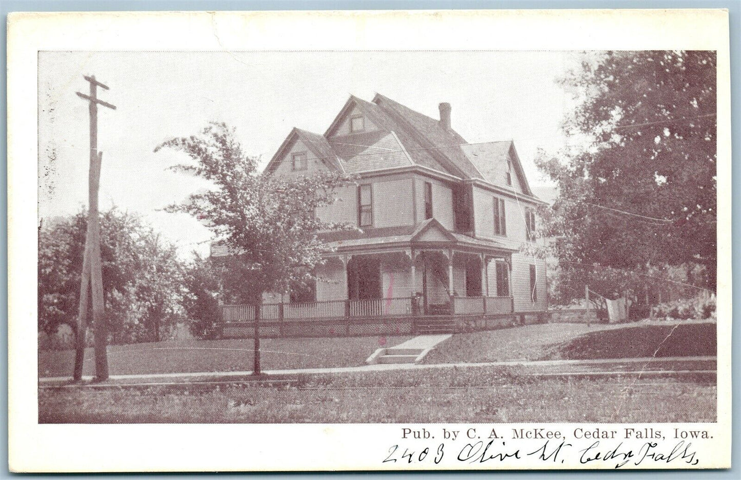 CEDAR FALLS IA STREET VIEW 1916 ANTIQUE POSTCARD