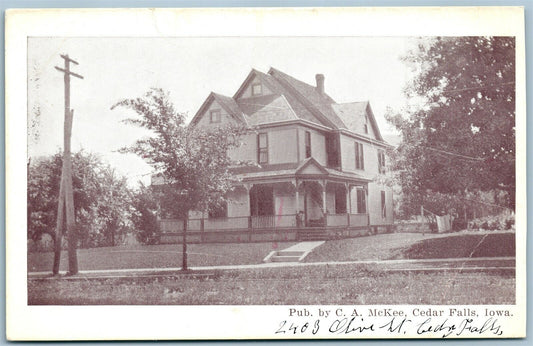 CEDAR FALLS IA STREET VIEW 1916 ANTIQUE POSTCARD