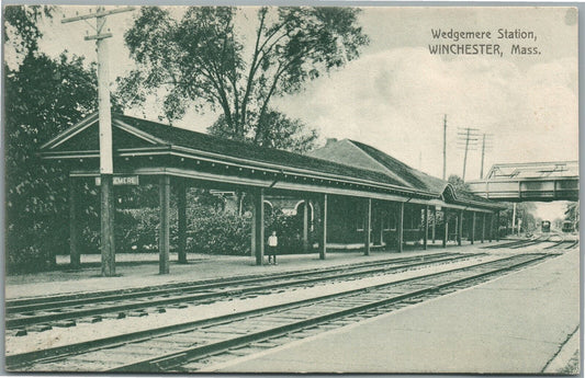 WINCHESTER MA WEDGEMERE RAILROAD STATION RAILWAY DEPOT ANTIQUE POSTCARD