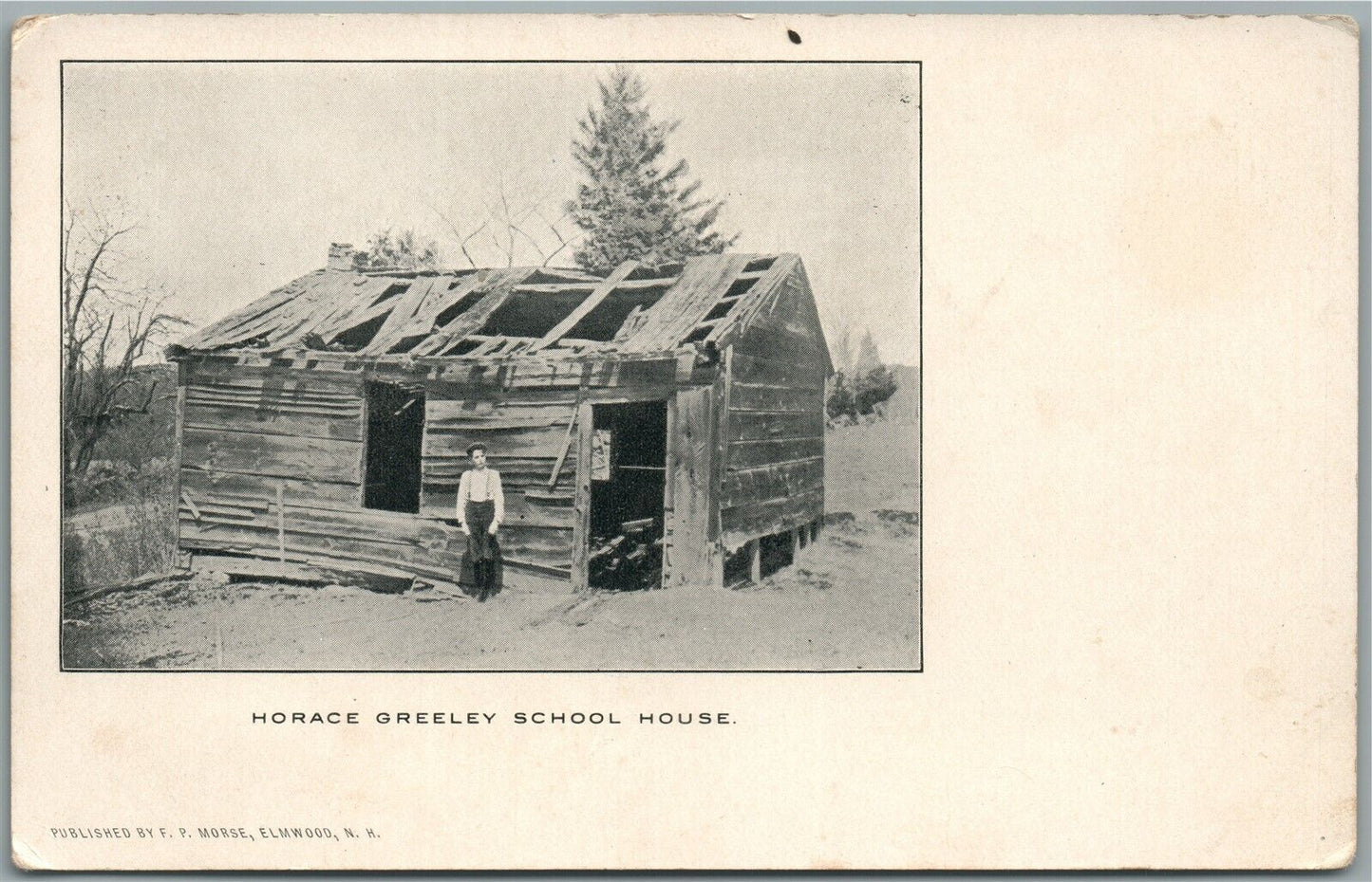 GREENFIELD NH HORACE GREELEY SCHOOL HOUSE ANTIQUE POSTCARD