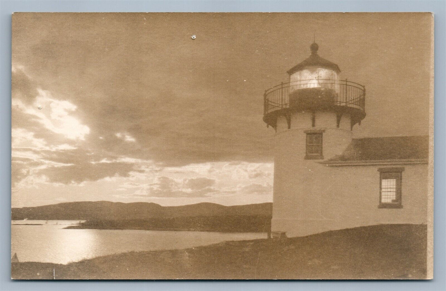 BEAR ISLAND ME LIGHT HOUSE VINTAGE REAL PHOTO POSTCARD RPPC