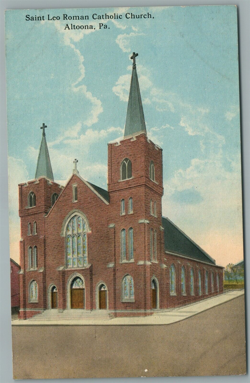 ALTOONA PA SAINT LEO ROMAN CATHOLIC CHURCH ANTIQUE POSTCARD