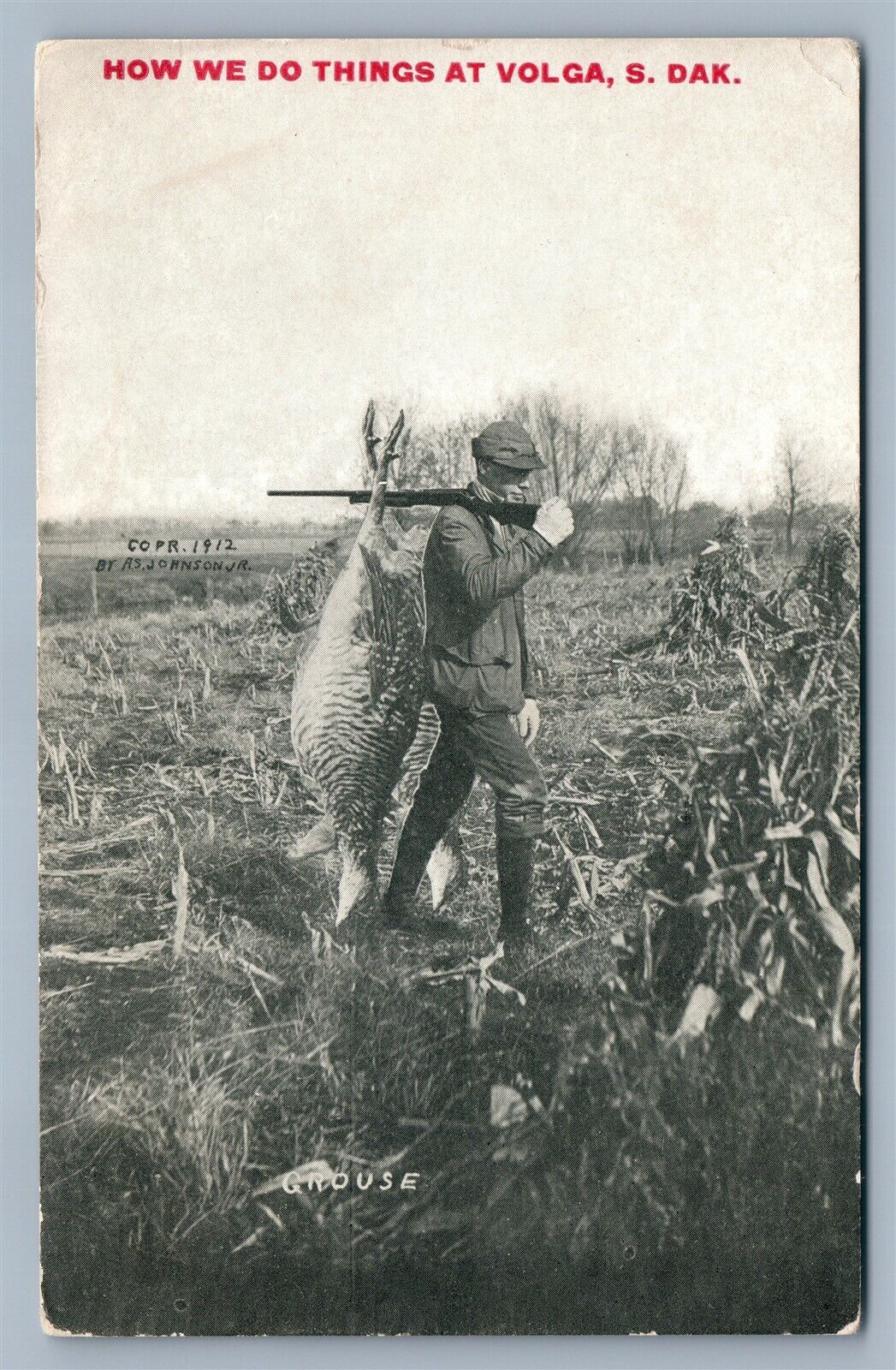 VOLGA SD EXAGGERATED HUNTING 1912 ANTIQUE POSTCARD