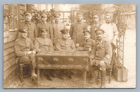 GERMAN WWI MILITARY RED CROSS OFFICERS ANTIQUE REAL PHOTO POSTCARD RPPC