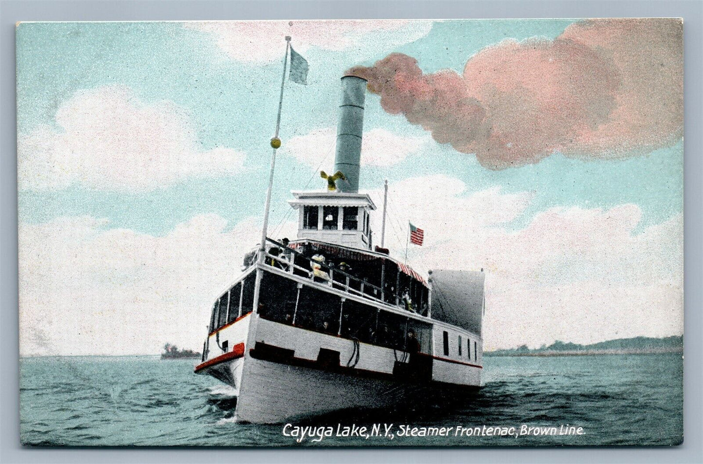 CAYUGA LAKE NY STEAMER FRONTENAC ANTIQUE POSTCARD