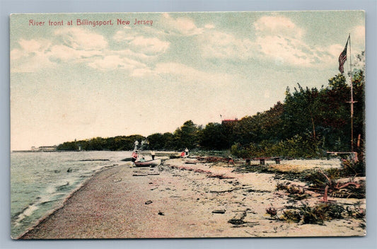 BILLINGSPORT NJ RIVER FRONT ANTIQUE POSTCARD