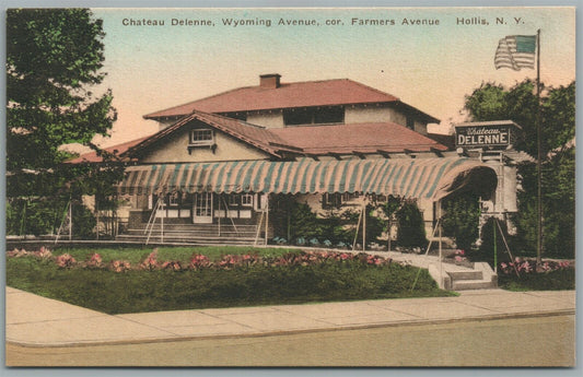 HOLLIS NY WYOMING AVENUE CHATEAU DELENNE ANTIQUE POSTCARD