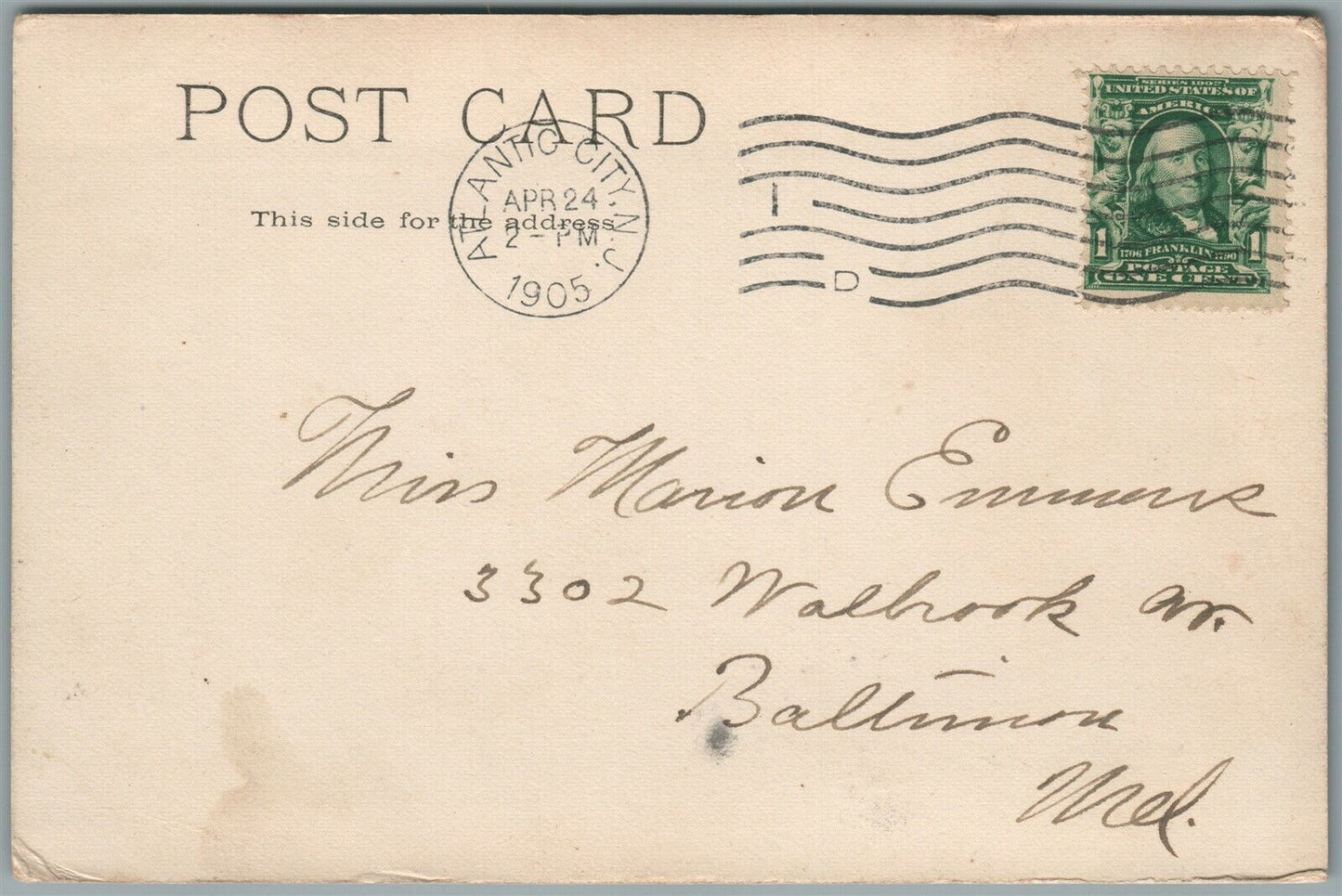 ATLANTIC CITY NJ PACIFIC AVENUE ANTIQUE POSTCARD