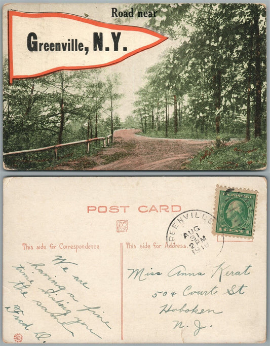 GREENVILLE N.Y. 1916 ANTIQUE POSTCARD