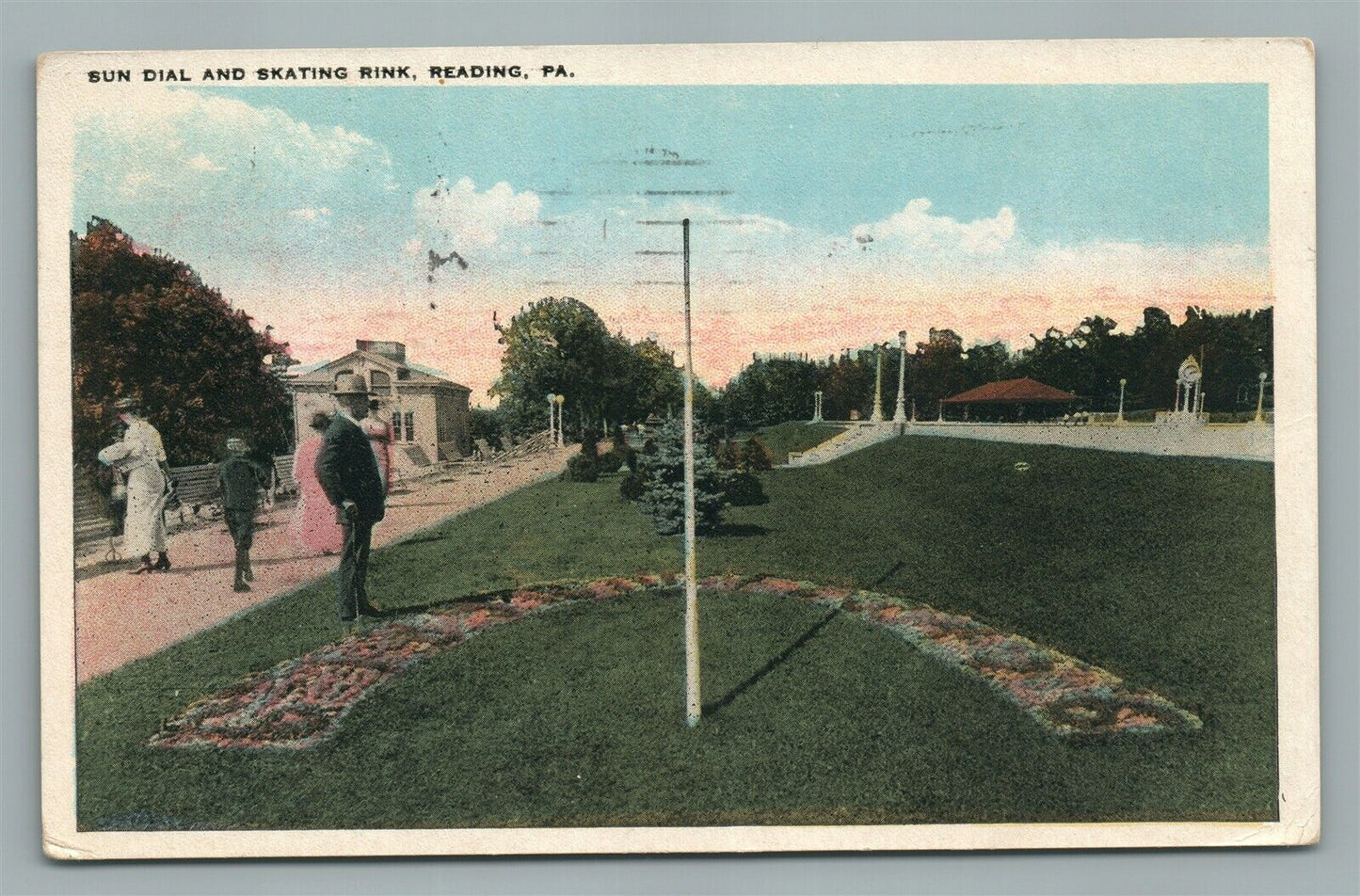 READING PA SUN DIAL & SKATING RING ANTIQUE POSTCARD