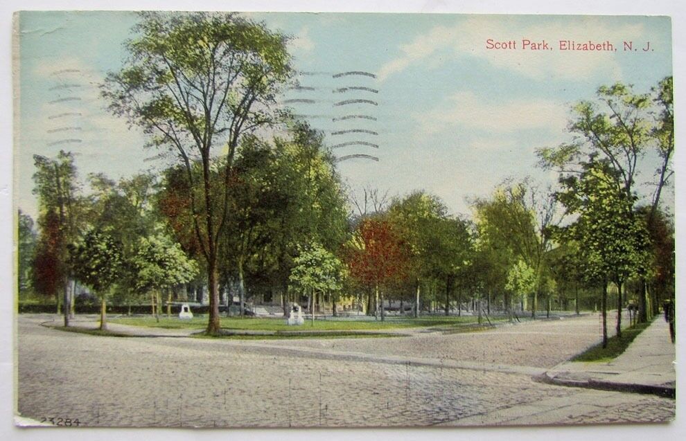 VINTAGE 1911 POSTCARD SCOTT PARK ELIZABETH NEW JERSEY NJ