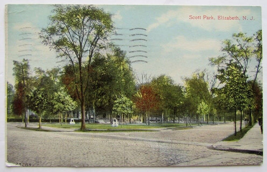 VINTAGE 1911 POSTCARD SCOTT PARK ELIZABETH NEW JERSEY NJ