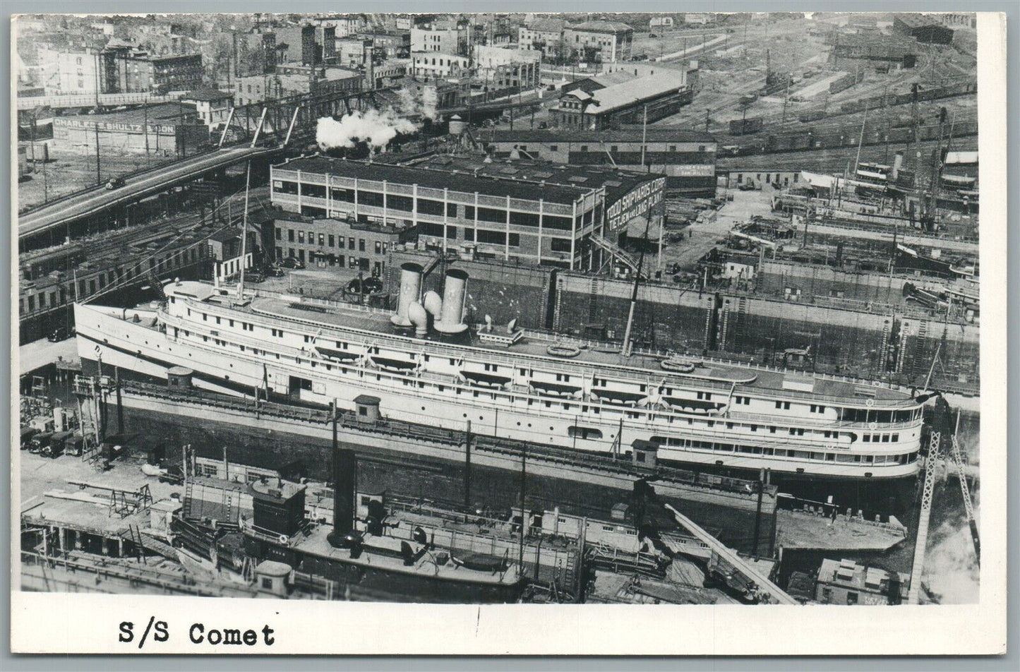 STEAMSHIP SS COMET VINTAGE REAL PHOTO POSTCARD RPPC