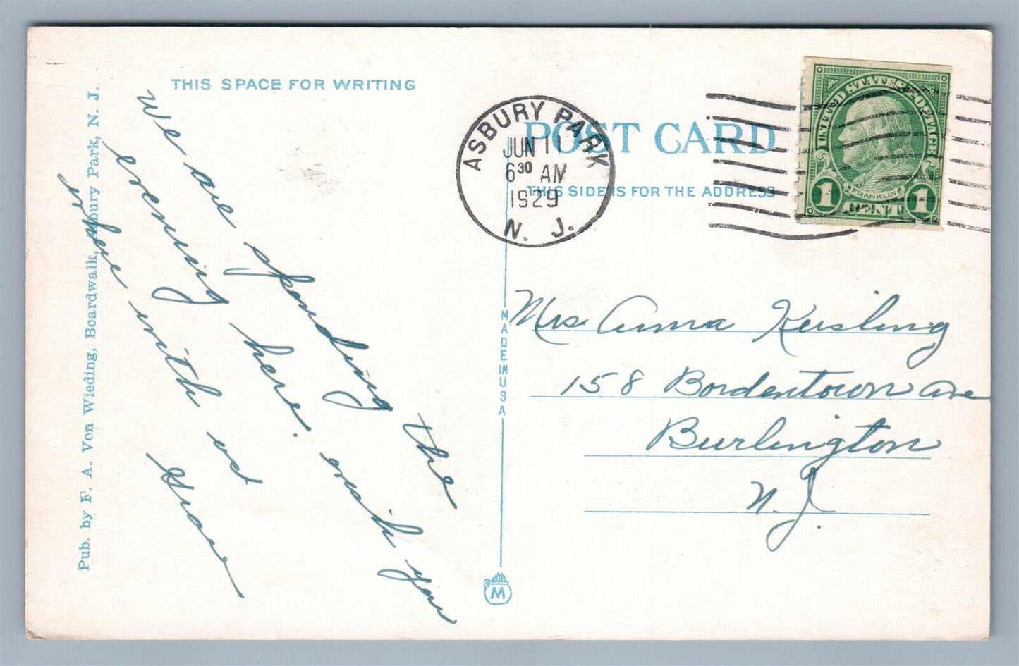 ASBURY PARK NJ BOARDWALK & SUNSET PAVILION ANTIQUE POSTCARD