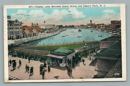 ASBURY PARK NJ & OCEAN GROVE WESLEY LAKE ANTIQUE POSTCARD
