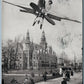 PHOTOMONTAGE AIRPLANE BRUSSELS 1910 ANTIQUE REAL PHOTO POSTCARD RPPC