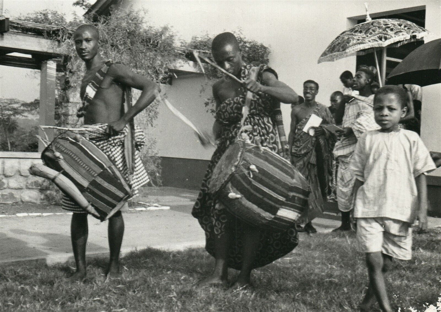 GHANA AFRICAN DRUMMERS VINTAGE REAL PHOTO POSTCARD RPPC