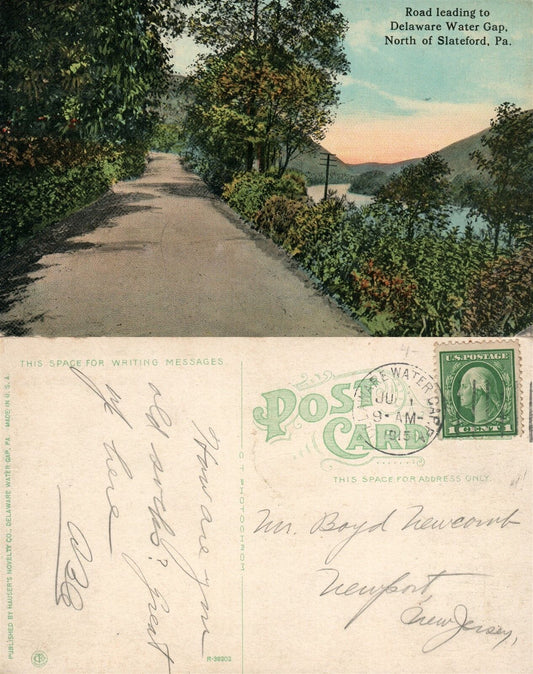 SLATEFORD PA DELAWARE WATER GAP 1915 ANTIQUE POSTCARD