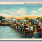 SEASIDE HEIGHTS NJ FISHING ON PUBLIC DOCK VINTAGE POSTCARD